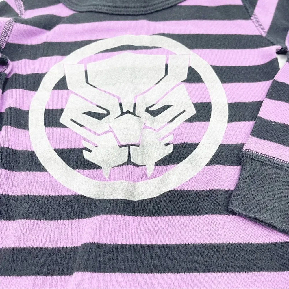 Hanna Andersson Marvel Black Panther striped long john pajamas